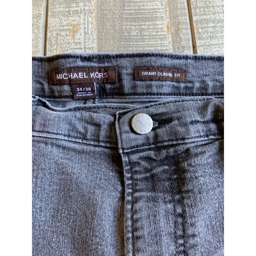 Michael Kors Men's Grant Classic Fit Gray Stretch Denim Jeans 34x30